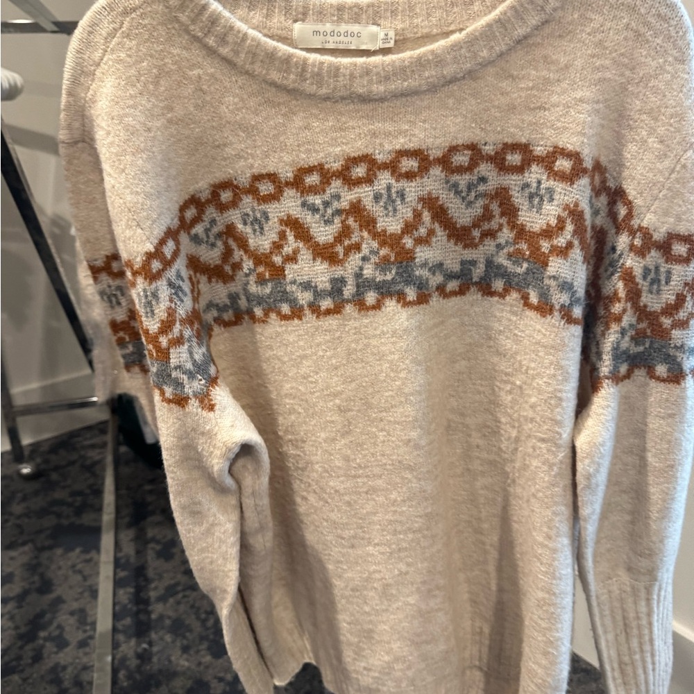 Modo & Co Women's Beige and Brown Patterned Sweater